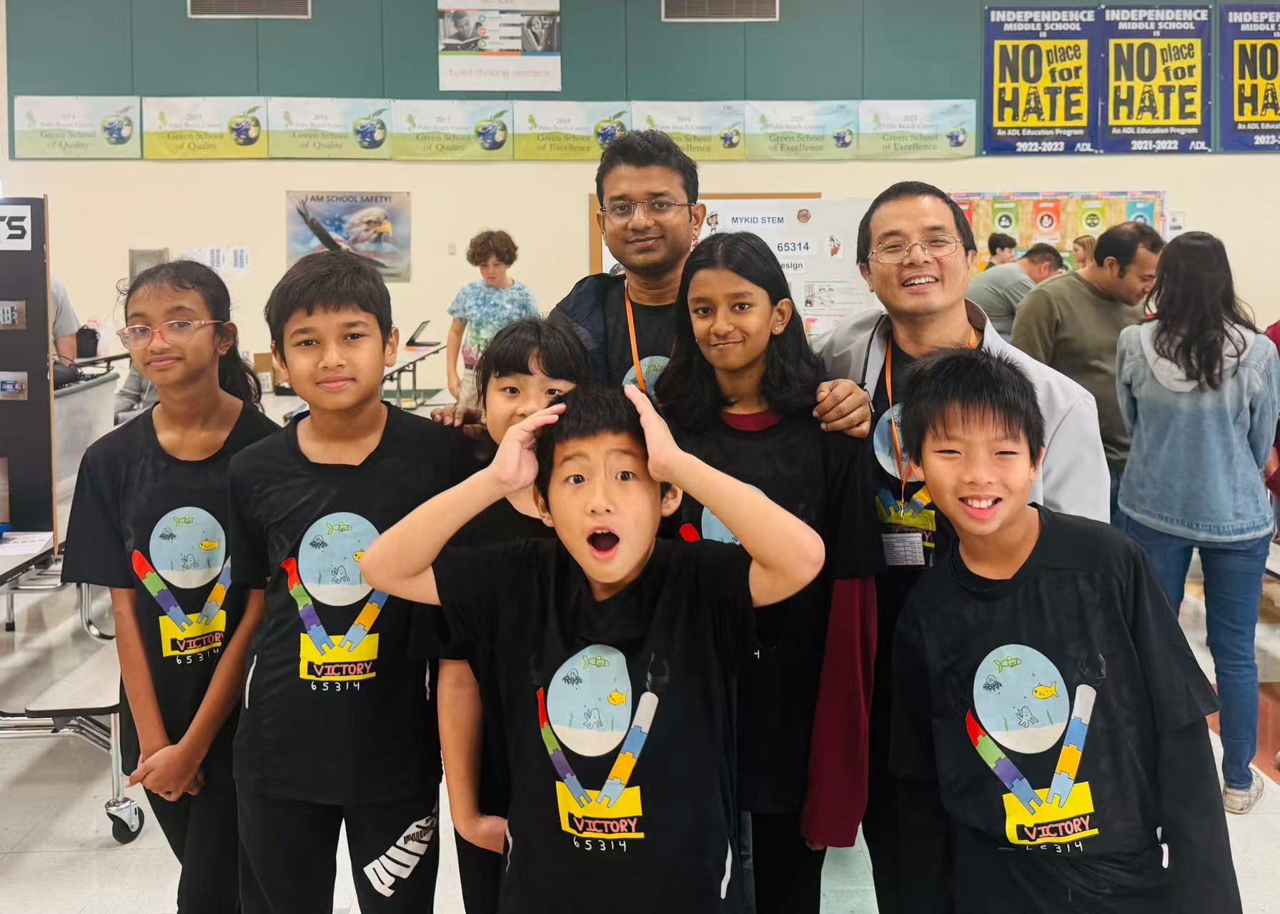 Students smiling together at a STEM event